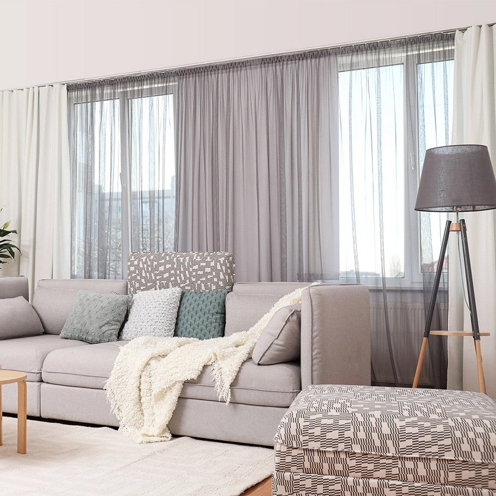 SIMI Rail de plafond tringle en PVC pour rideaux à crochets Blanc Monorail droit 360 cm - 2