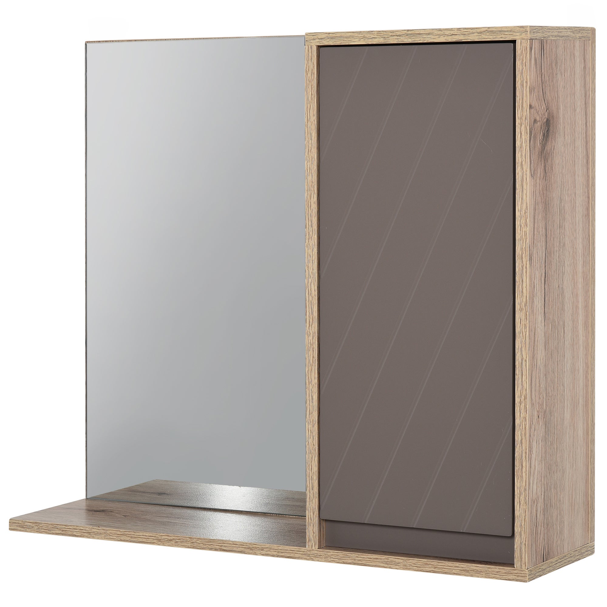 Bathroom mirror cabinet, wall-mounted bathroom cabinet with mirror and adjustable inner shelf, 57l x 14.2w x49.2h cm