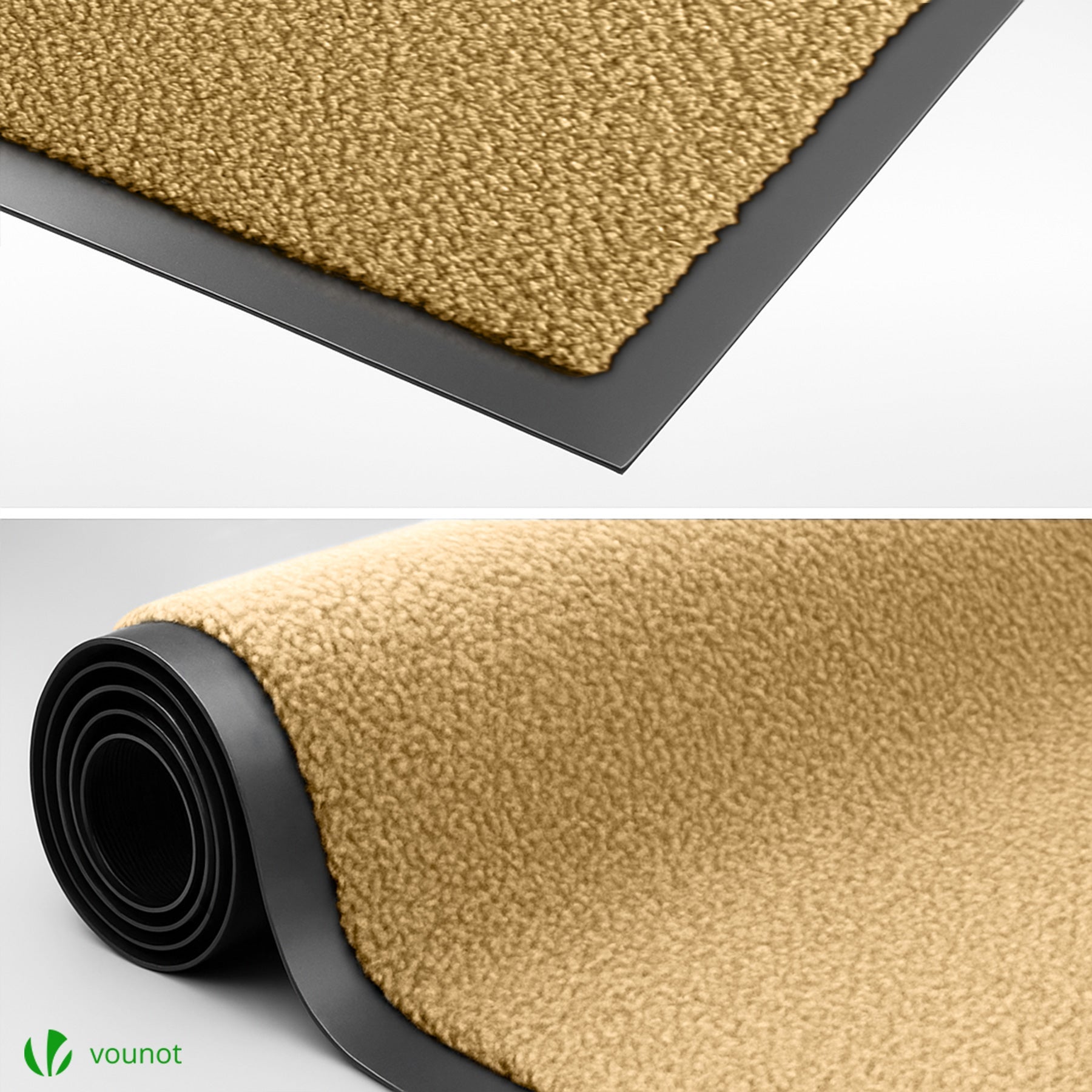 Tapis de porte paillasson d'entrée 60x90cm - antidérapant antipoussière imperméable lavable - beige - VOUNOT® - 6
