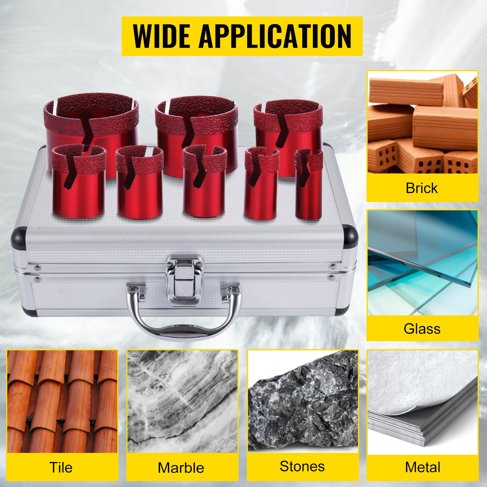 8Pcs Trépan Diamant Scie Cloche Foret Diamanté VEVOR 20/25/32/35/40/50/60/68mm Avec Filetage M14 pour Meuleuse Carrelage Granit Marbre Porcelaine - 7