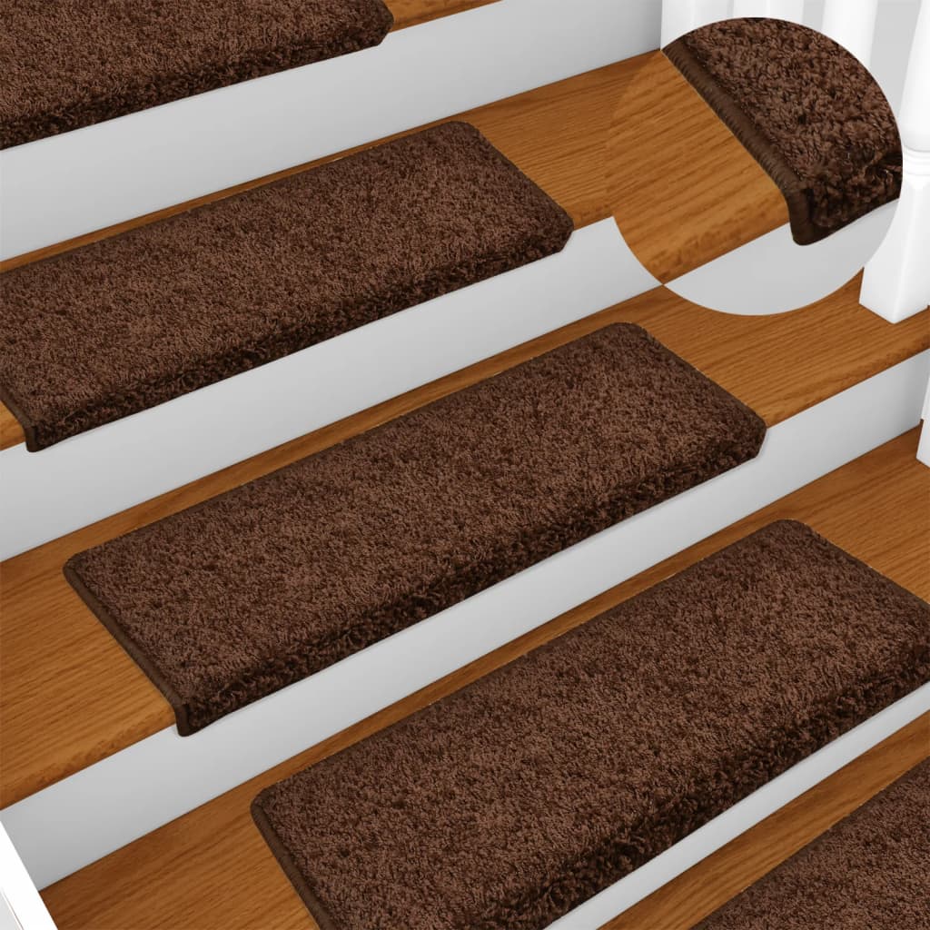 Maty na schody 15 szt. 65x21x4 cm Brązowe prostokątne krawędzie vidaXL