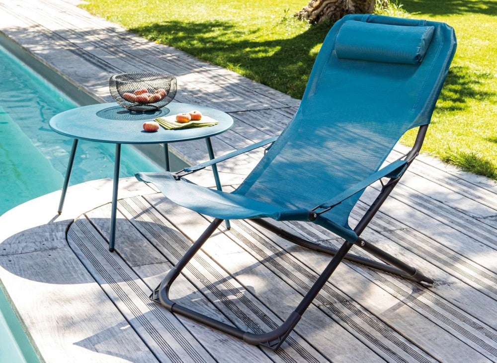 Table basse de jardin ronde en acier Rio - bleu Ø 70 cm - 2