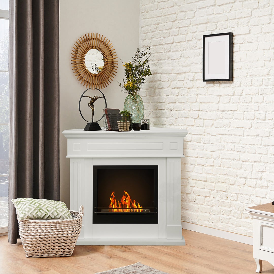 Cheminée à Bioéthanol Divina Fire Camino Angulaire - Modèle DF87055 - Neuf - Made In Italy