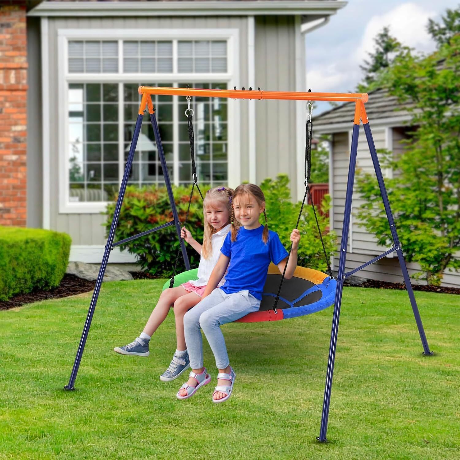 Columpio De Escalada Herefun Para Niños – Disco De 30 Cm Con Plataformas Y Cuerda De 2 M, Soporta 200 Kg, Ajustable Y Fácil De Montar, Para Jardín, árbol O Parque Infantil