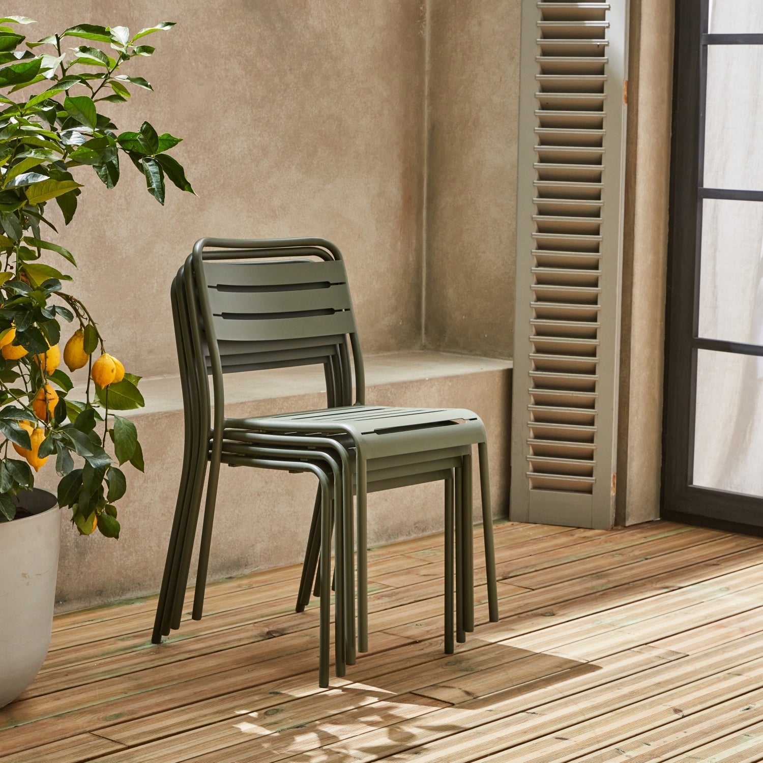 Table de jardin métal + 4 assises kaki en acier. Amelia. 120x70xH72.5cm (12.2kg) AMÉLIA - 8
