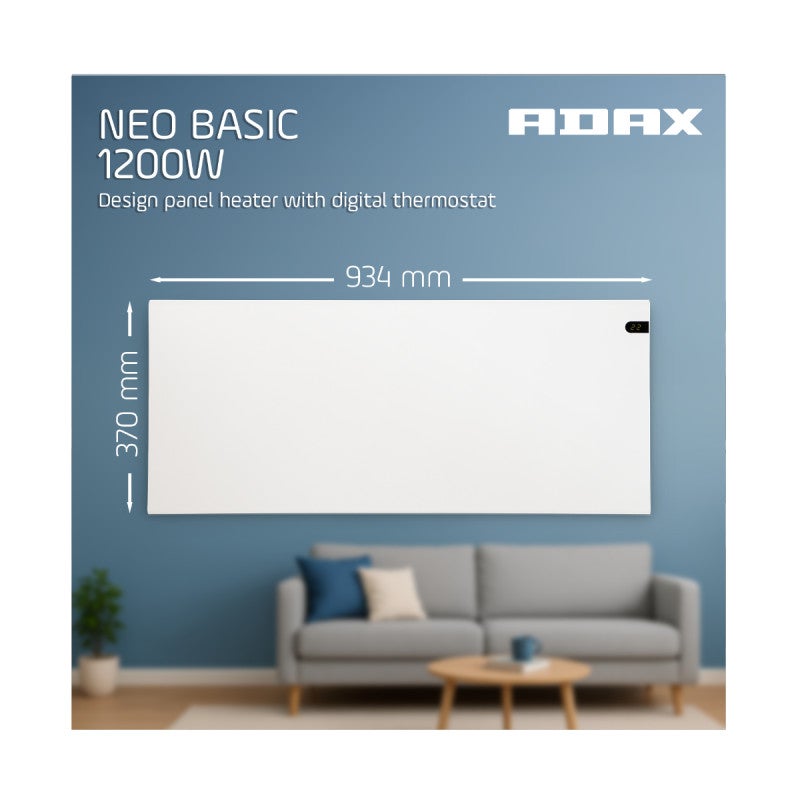Radiateur électrique ADAX - Blanc - 1200 W - 93,4 x 37 x 9 cm - Neo Basic NP12 KDT - 4