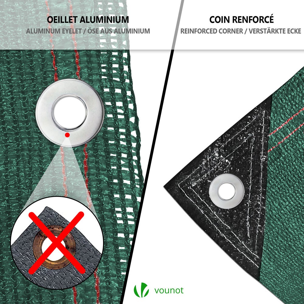 Brise vue occultant en HDPE 230g/m² 1x10m avec attaches de fixation vert VOUNOT® - 5