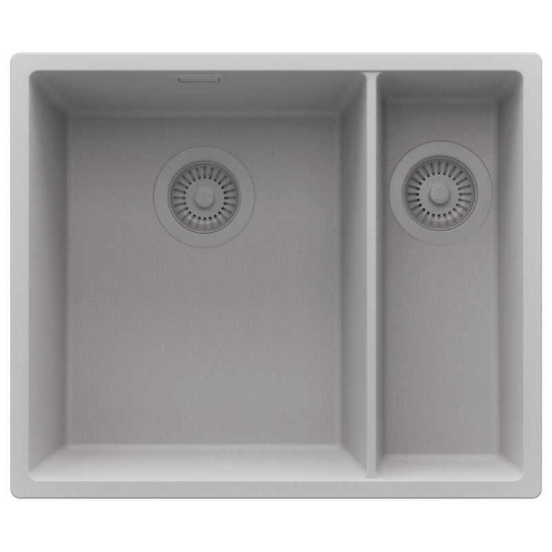 Zlewozmywak podblatowy Szary 56x47cm, Zlew Kuchenny 1,5 Komorowy + Syfon, do szafki od 60cm - Londyn Duo PRIMAGRAN