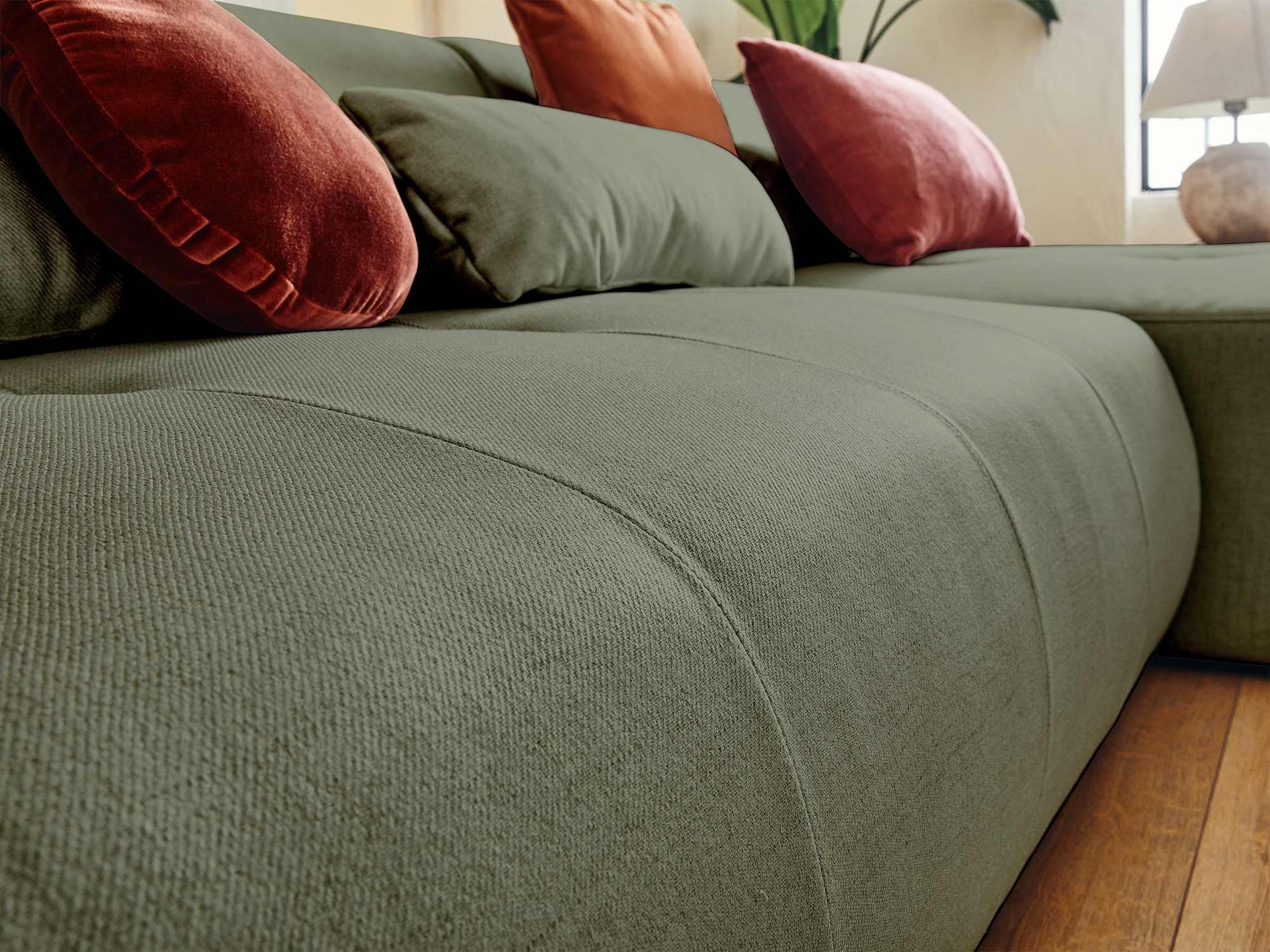 Canapé modulable 5 places angle droit en tissu vert sauge - ONYX - Best Mobilier - 4