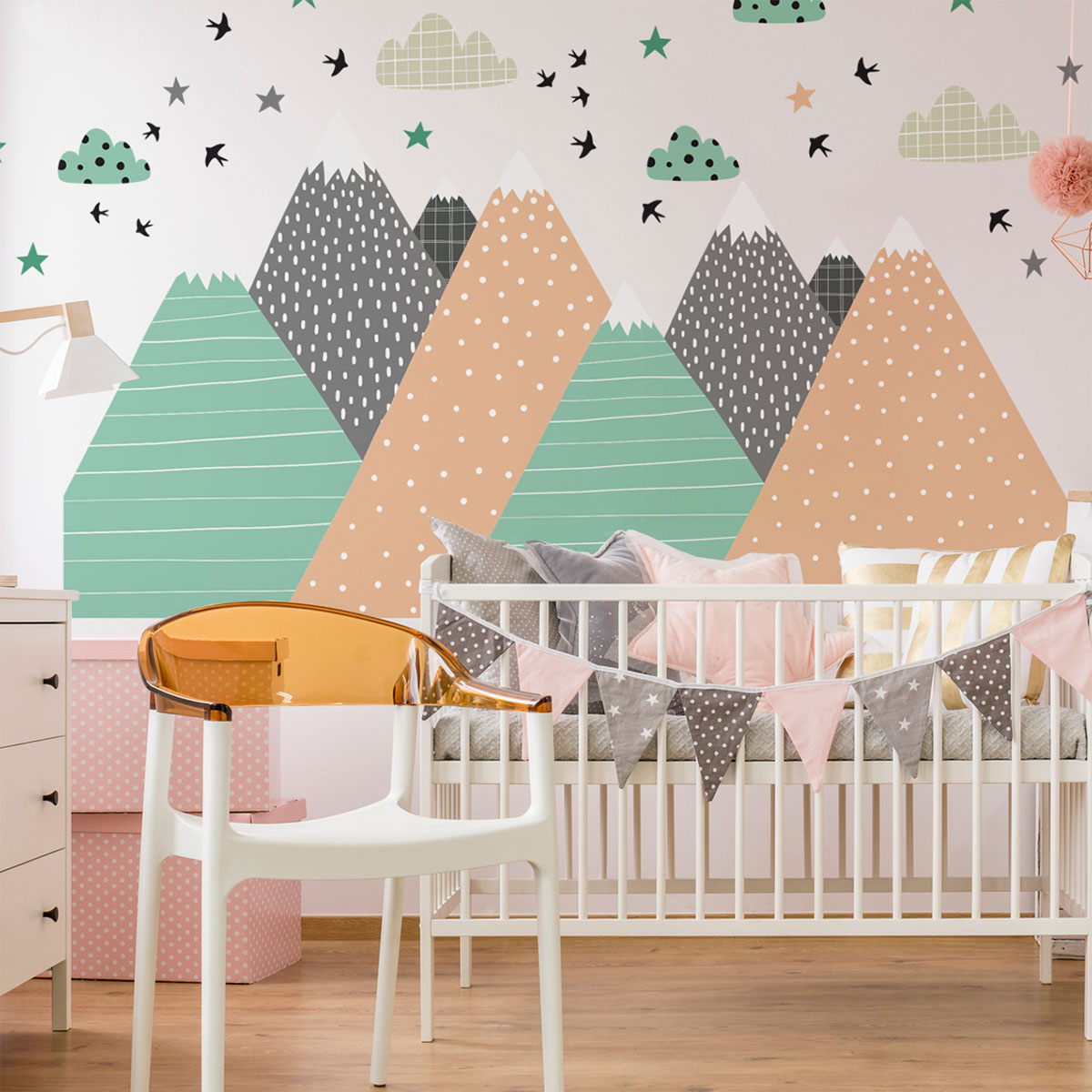 Stickers enfant montagnes scandinaves darinka 120 x 180 cm - 3
