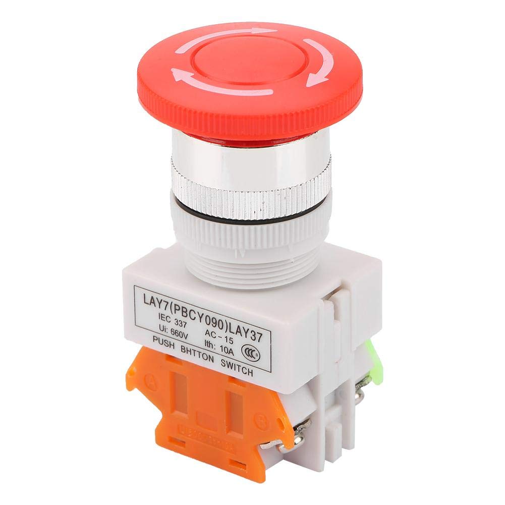 Przycisk awaryjny (5A, 220V, 22mm) – Grzybkowy czerwony wyłącznik bezpieczeństwa NO/NC