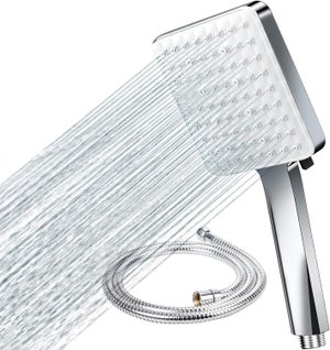Pommeau De Douche Massant 6 Modes - Avec Tuyau 1,5m - Haute Pression Et économie D'eau - Chrome Noir