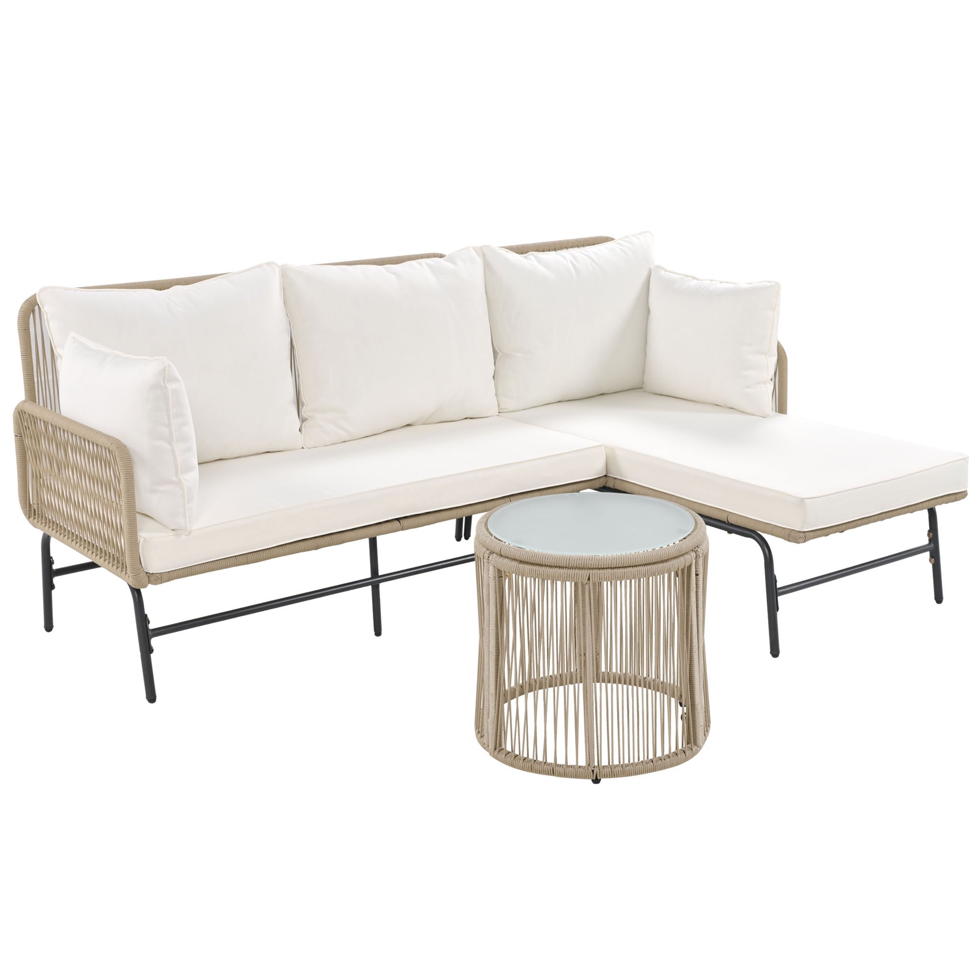 Salon bas de jardin en Métal Beige 4 personnes - 6
