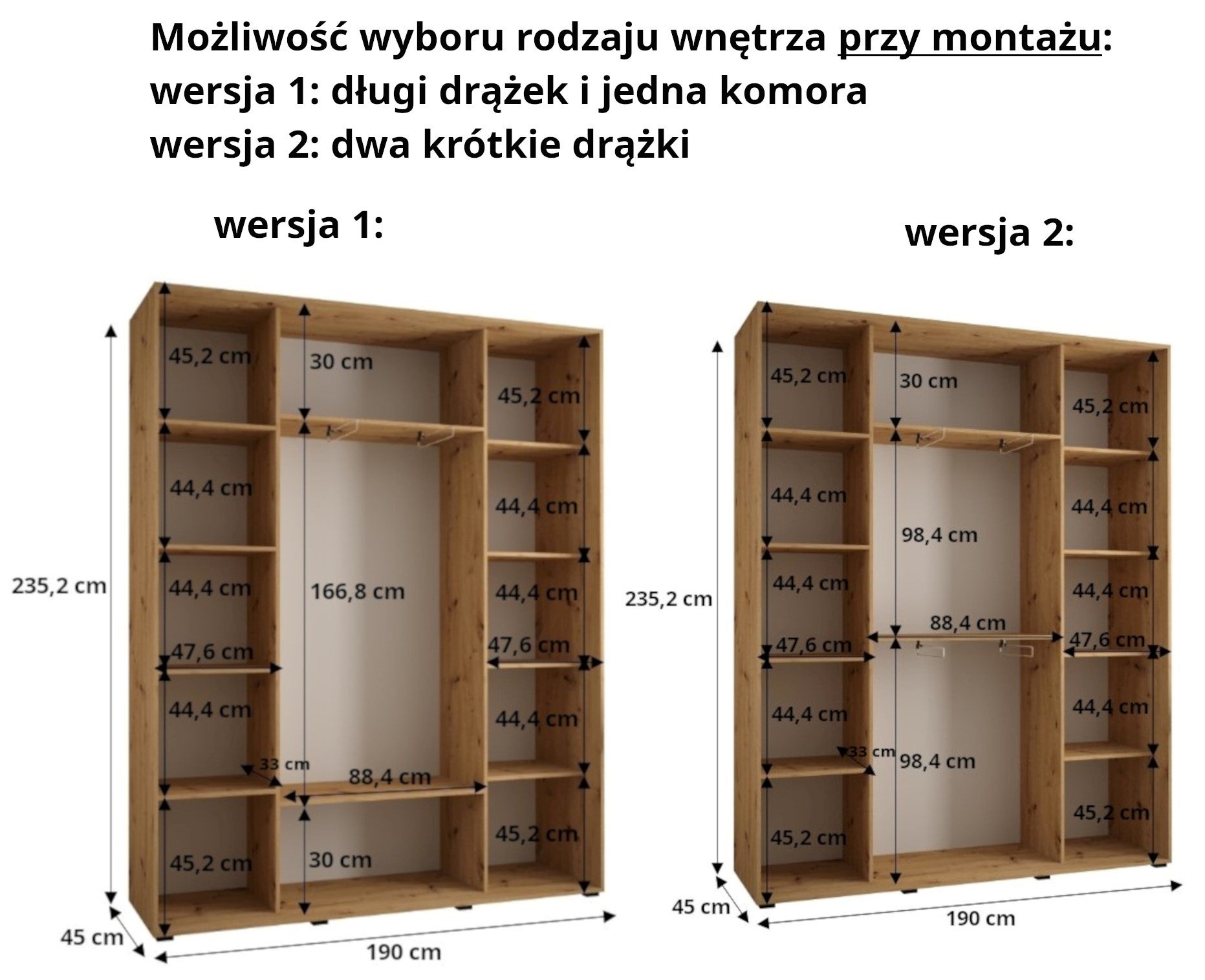 Szafa przesuwna z lustrem wysoka Davos 3 190 x 45 x 235,2 cm czarny + czarny + u. złoty - Abiks Meble - 5
