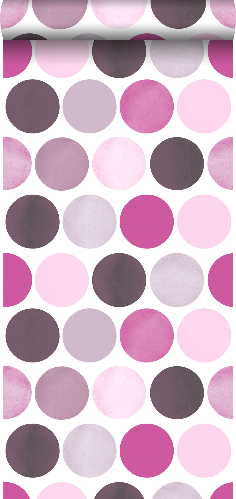 Papel pintado grandes puntos lunares morado lila - 0,53 x 10,05 m - estahome