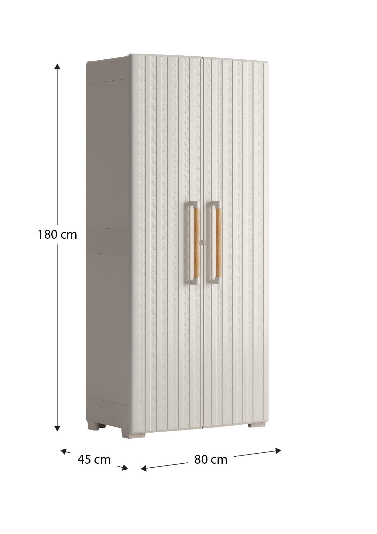 Armoire à balais en polypropylène, beige L 80 x H 180 x P 45 cm, 2 portes intérieur/extérieur - 8