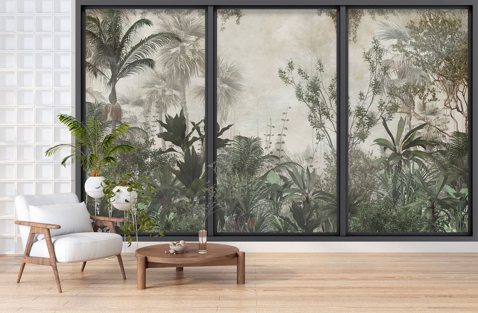 Papier peint panoramique Trompe l'oeil baie vitrée - Jungle - Largeur 260 cm x Hauteur 156 cm - 3