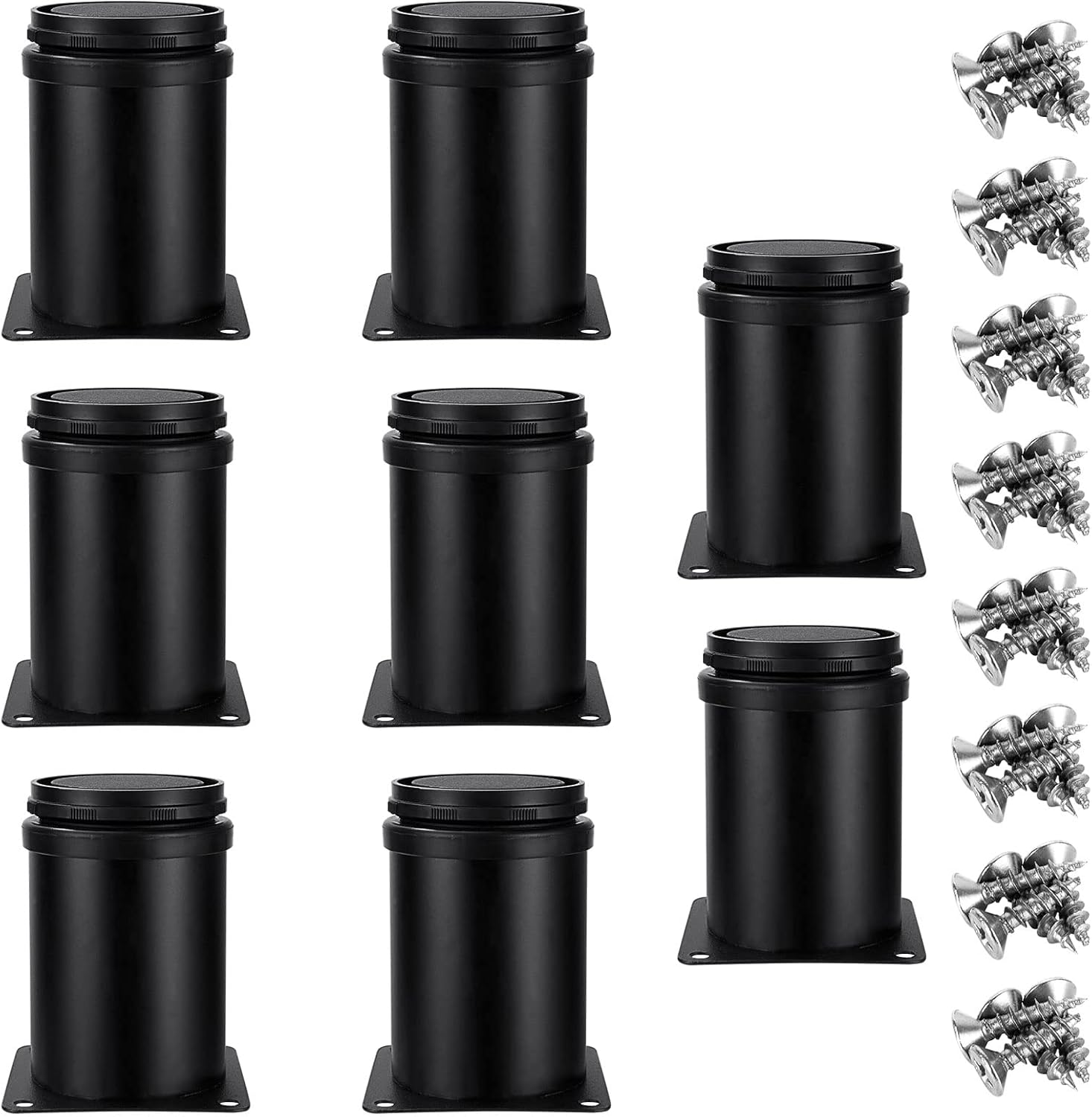 8 szt. regulowanych nóżek meblowych, 50 x 80 mm, regulowane nóżki do sofy, stal nierdzewna, regulowana wysokość 0-15 mm, czarne nóżki meblowe (z 32 śr