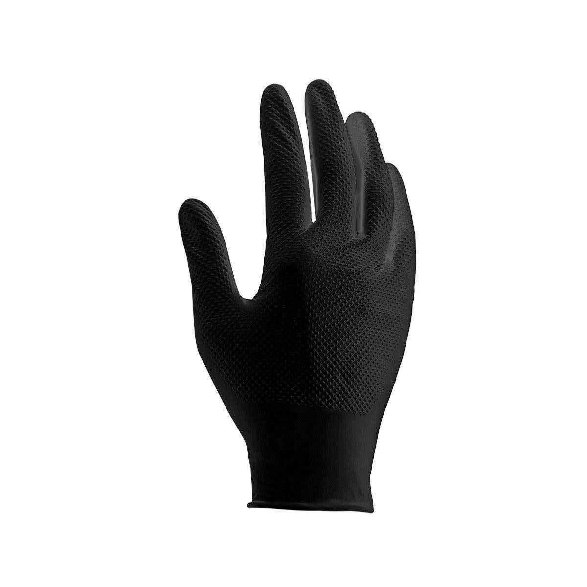 GANTS NITRILE JETABLES NOIR TEXTURE DIAMANTÉE 8g U-POWER - 50 PIECES - 7 - 3