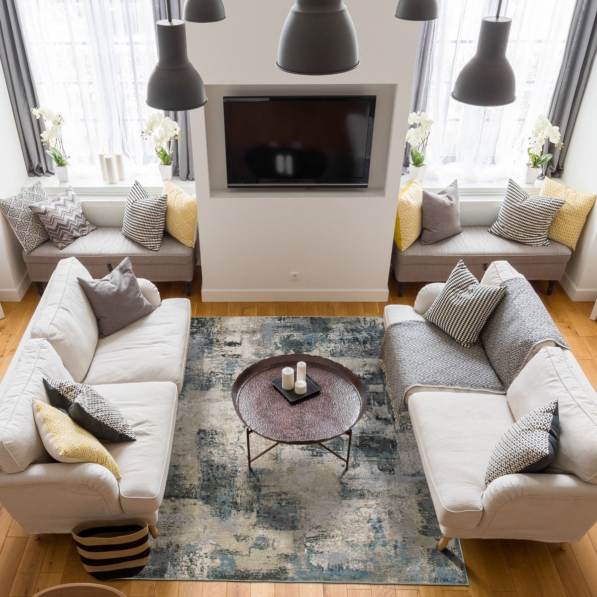 LUCANO USED - Tapis moderne effet usé bleu 160x230 | Leroy Merlin