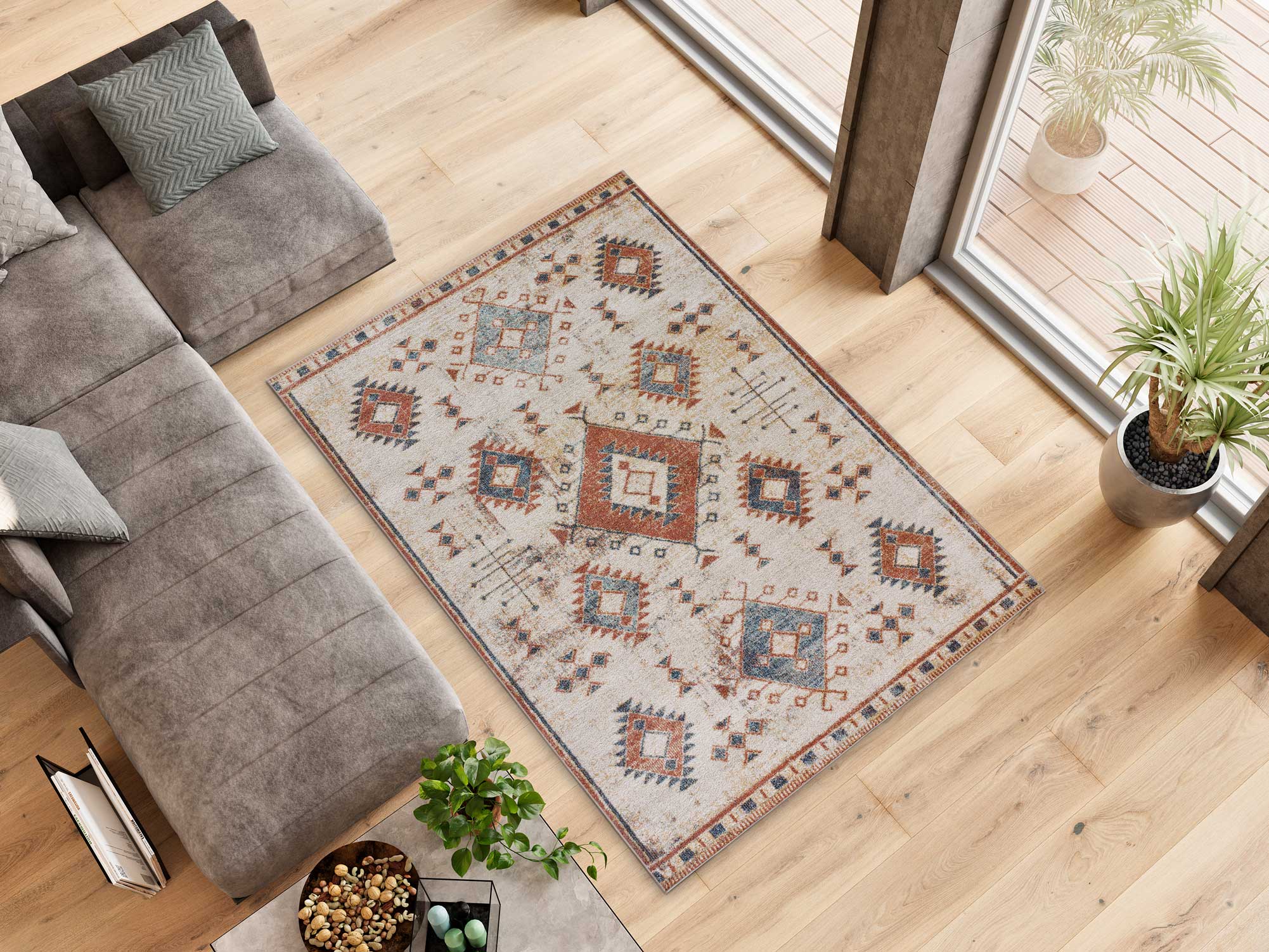 Tapis intérieur rouille rectangulaire l.80 x L.150 cm PARMA ethnique - ATTICGO - 2