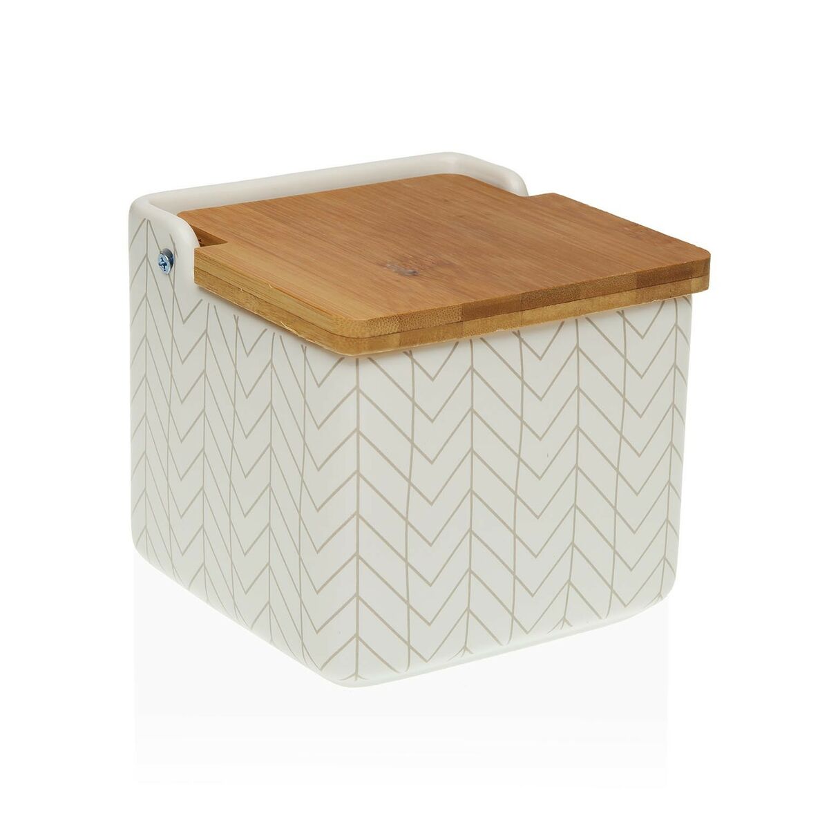 Salière Céramique Tienda Eurasia Avec Couvercle Bambou - 12.2x12.2x11.5cm, Noir