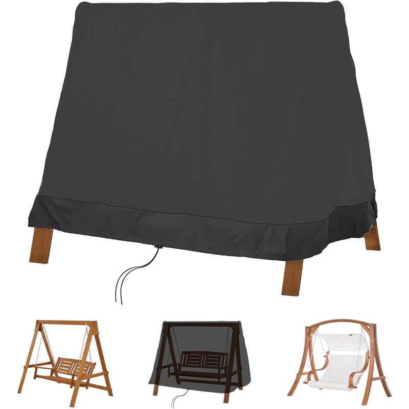 Pokrowiec ochronny na huśtawkę ogrodową 2-3-osobową - 182x139x170 cm - ze ściągaczem - do huśtawki ogrodowej, leżaka plażowego - czarny