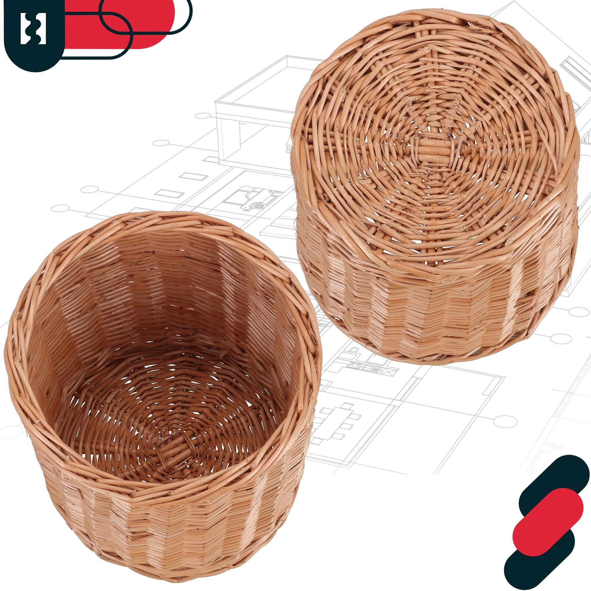 2x osłonka wiklinowa naturalna doniczka pleciona fi33 koszyk kwiaty rośliny - KOTARBAU - 6