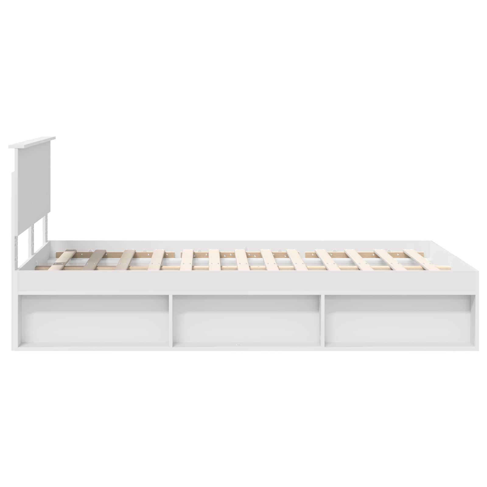 Cadre de lit blanc 120 x 190 cm panneau de bois - 8