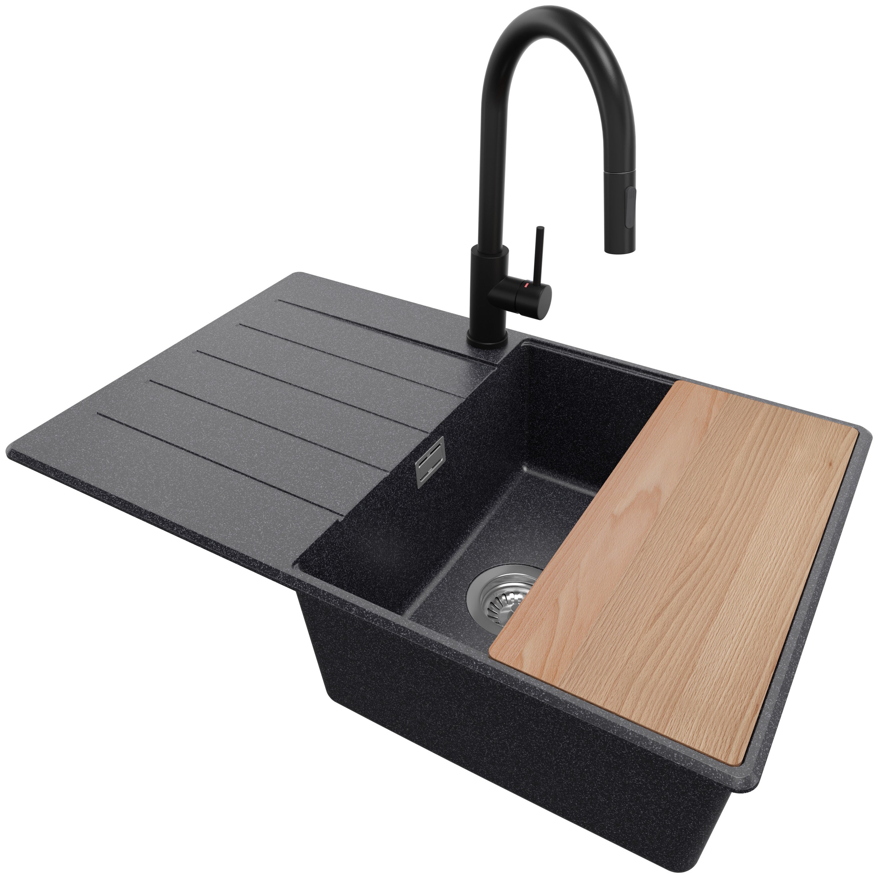 Fregadero Granito Grafito 78x50cm, Fregadero Cocina 1 Seno + Sifón