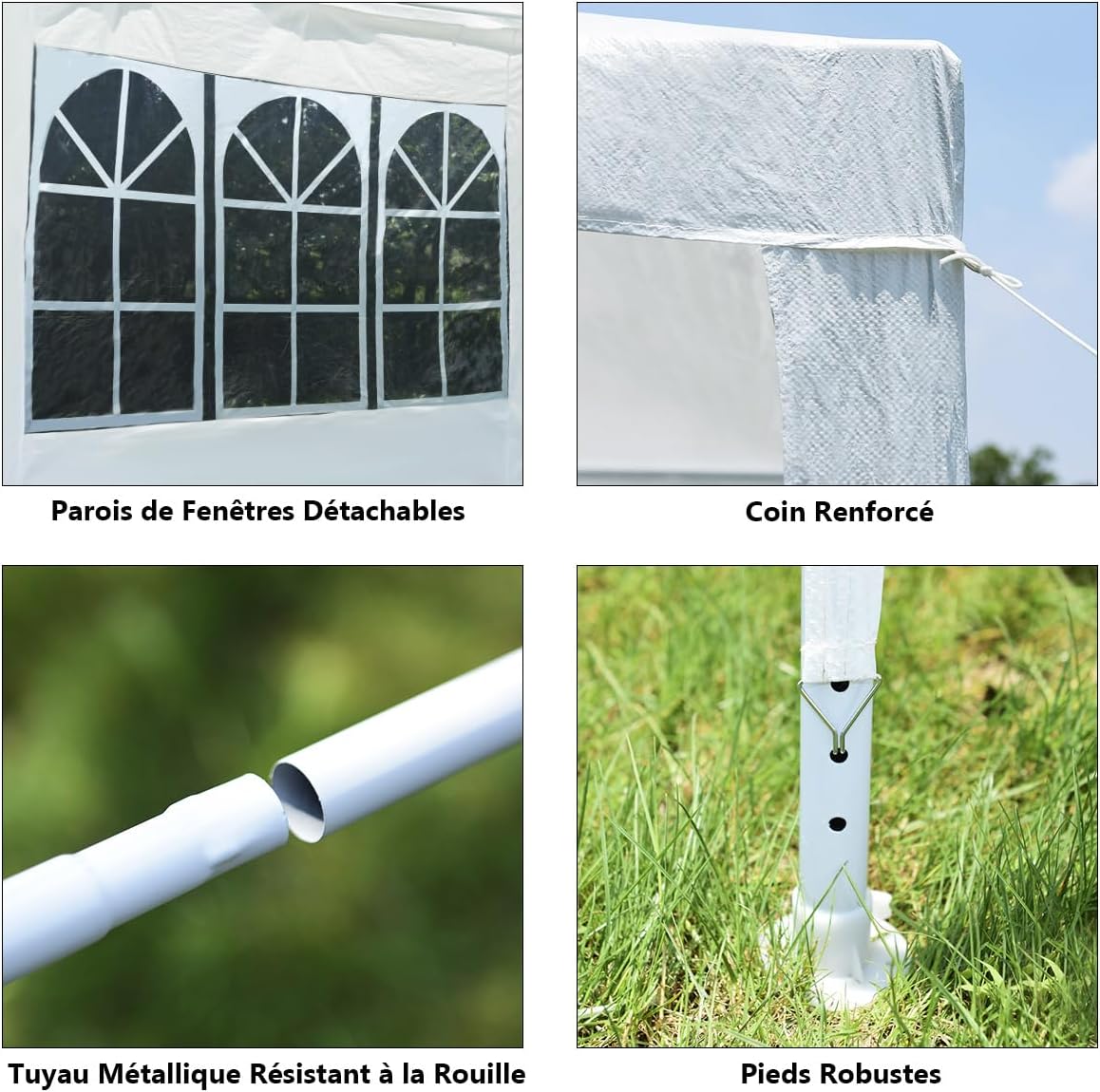Carpas para Exteriores 3x3, Pergolas de Jardin 4 Paredes Laterales Desmontables y Ventanas Transparentes, Cenadores para Jardin Impermeable, Tubos de - 7