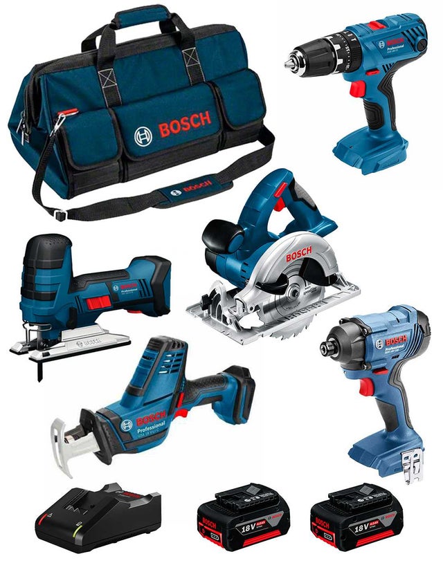 BOSCH Kit 18V BK501BAG (GSA 18 V-LI C GST 18 V-LI S GKS 18 V-LI GSB 18V-21 GDR 18V-160 2 x 4,0 Ah GAL18V-40 Sac)