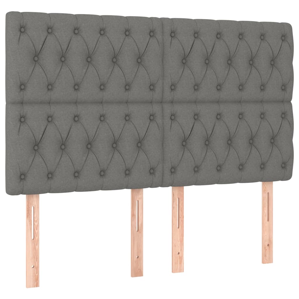 Cadre de lit sans matelas gris foncé 140 x 200 cm en tissu - 9