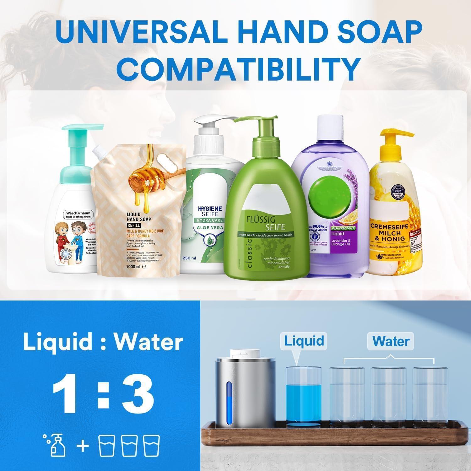 Distributeur Savon Liquide Moussant Automatique 380ml Argent Écran ...