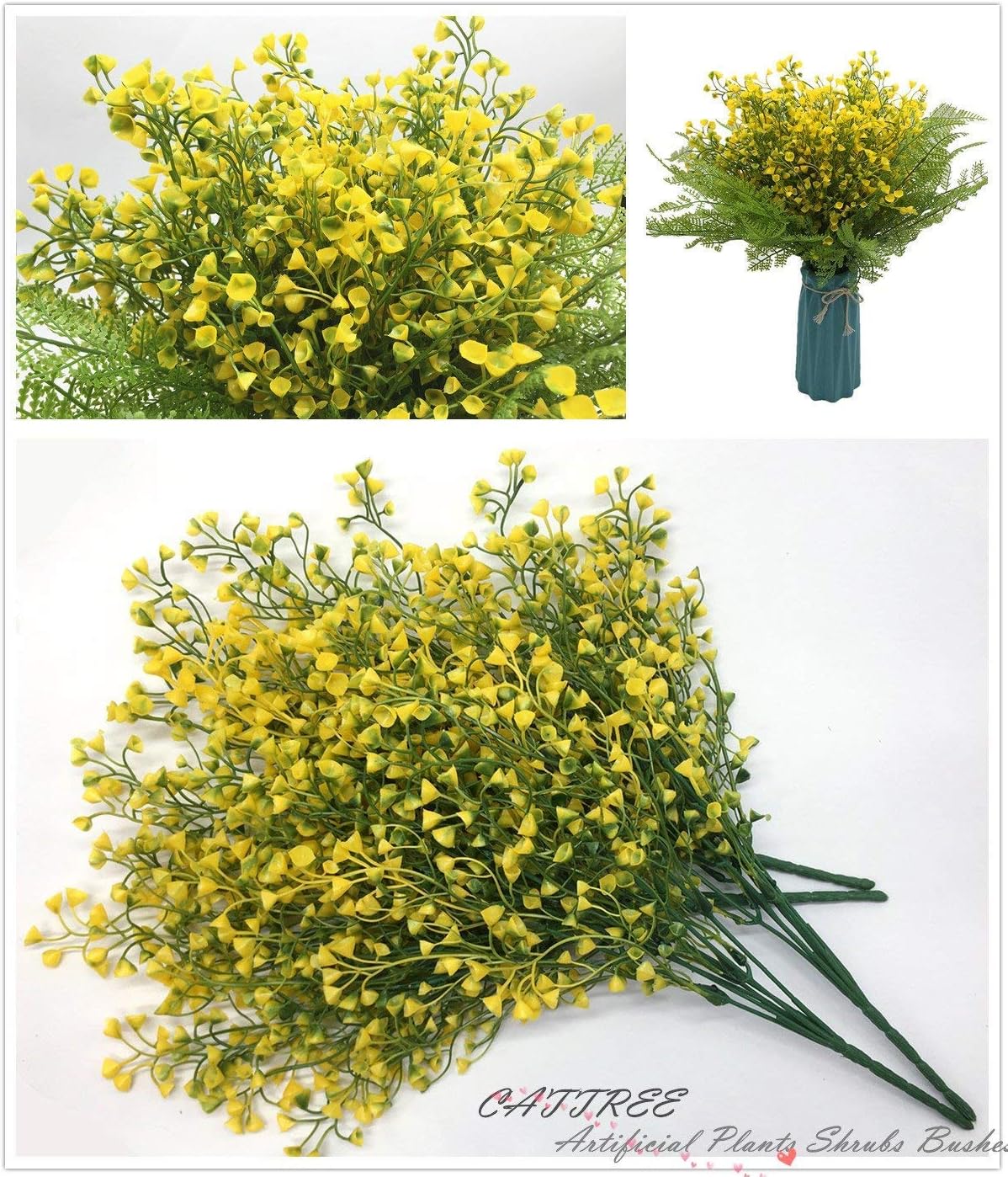 Arbusti artificiali, cespugli, piante finte in plastica per composizioni floreali da tavolo per matrimoni, da interno e da esterno, giallo, 8 pezzi | Leroy Merlin