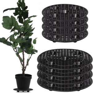 6 Sottovasi Rotondi In Plastica Nera 30 Cm - Supporto Per Piante Con Piedini Rialzati Per Drenaggio E Protezione Pavimento - 3