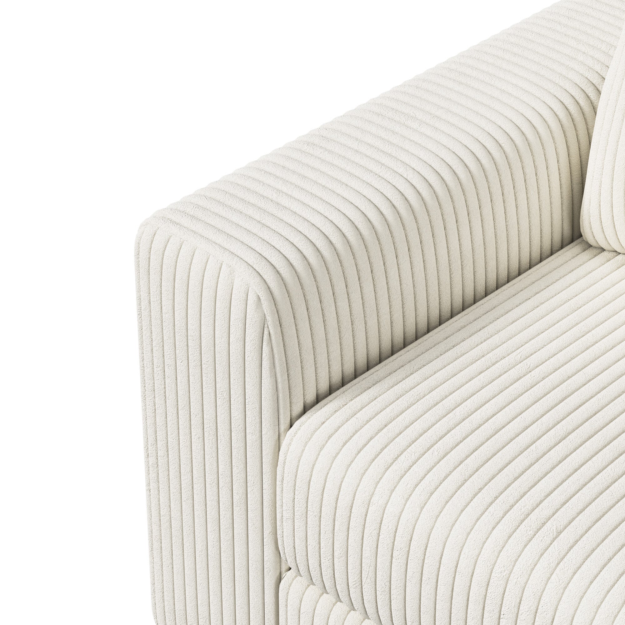 Canapé Convertible 2 Places en Velours Côtelé, Canapé Modulable Canapé d'angle Convertible pour Salon, Chambre, Beige(87.8 x188x 85 cm) - 5