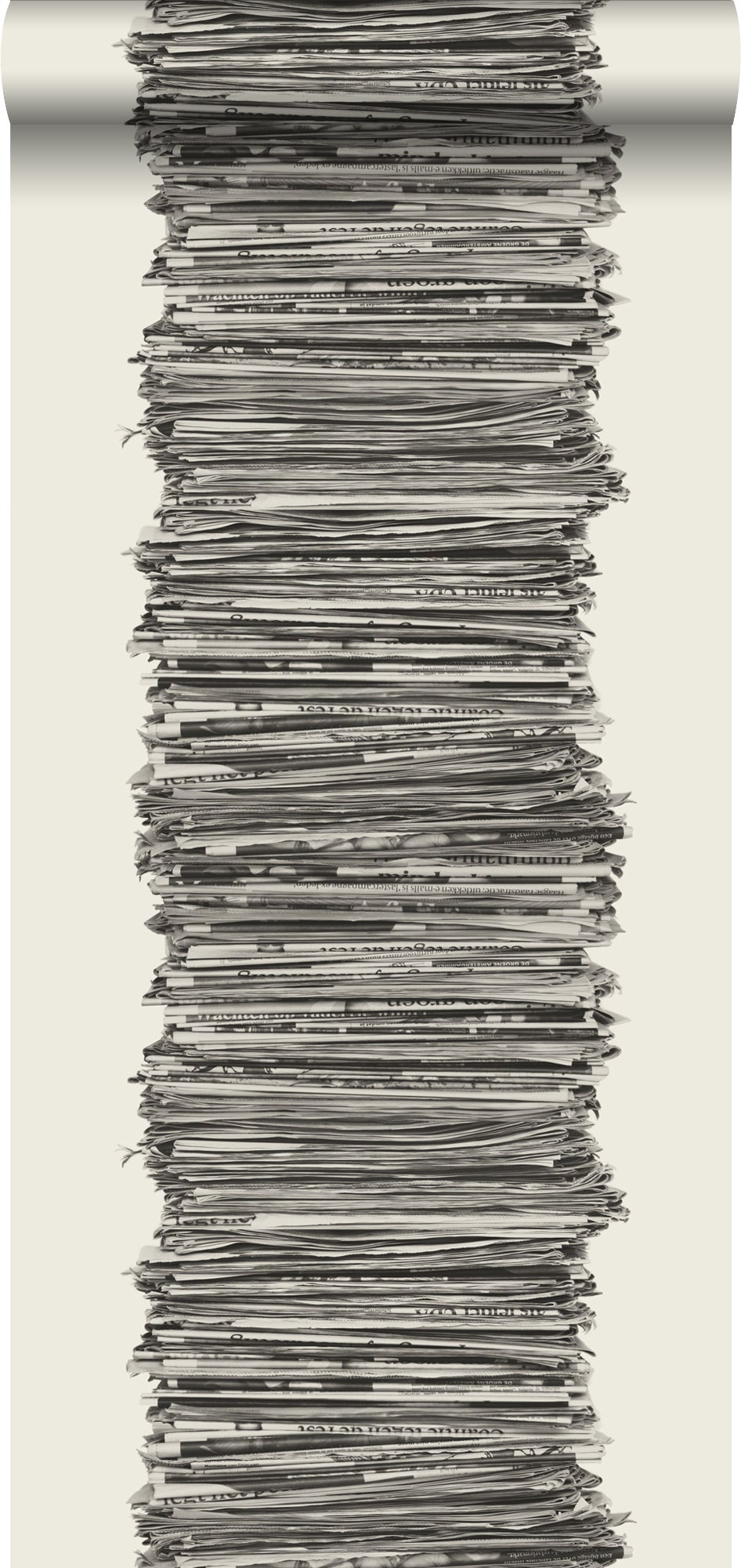 Papel pintado periódicos negro y blanco - 53 cm x 10,05 m - estahome