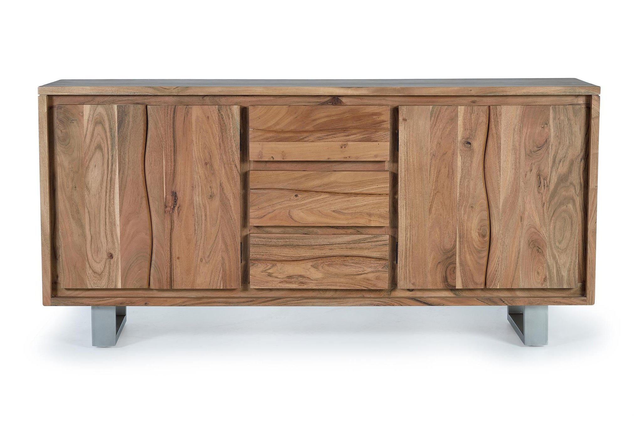 Nowoczesna, rustykalna komoda z drewna akacjowego - 81x172x45 GYC