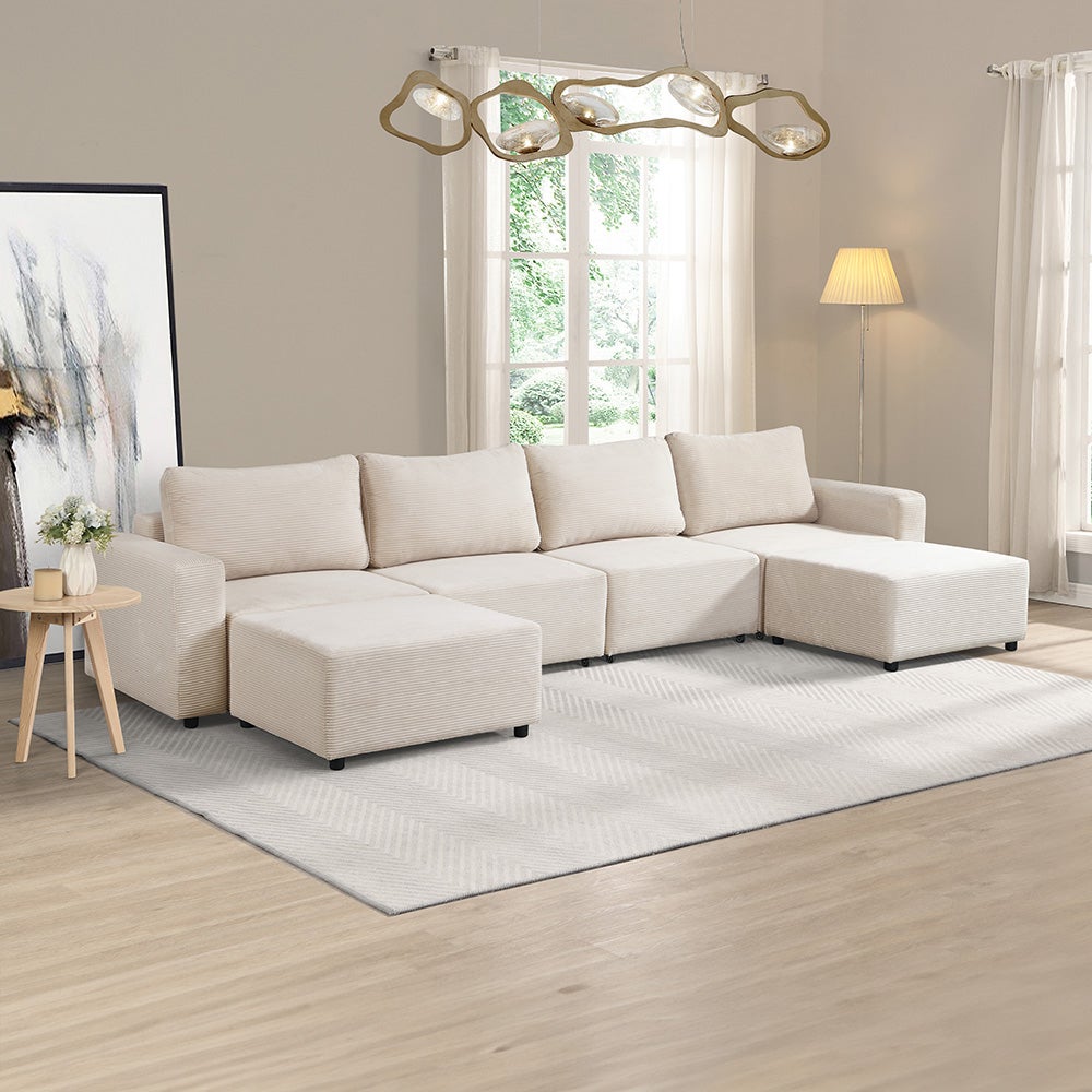 Canapé lit modulable HOME DELUXE VINA - Beige 380 x 168 cm | Leroy Merlin