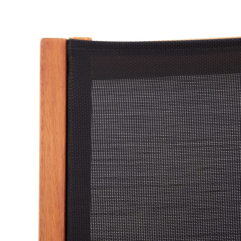 Chaise de jardin Noir Bois d'eucalyptus solide et textilène - 6