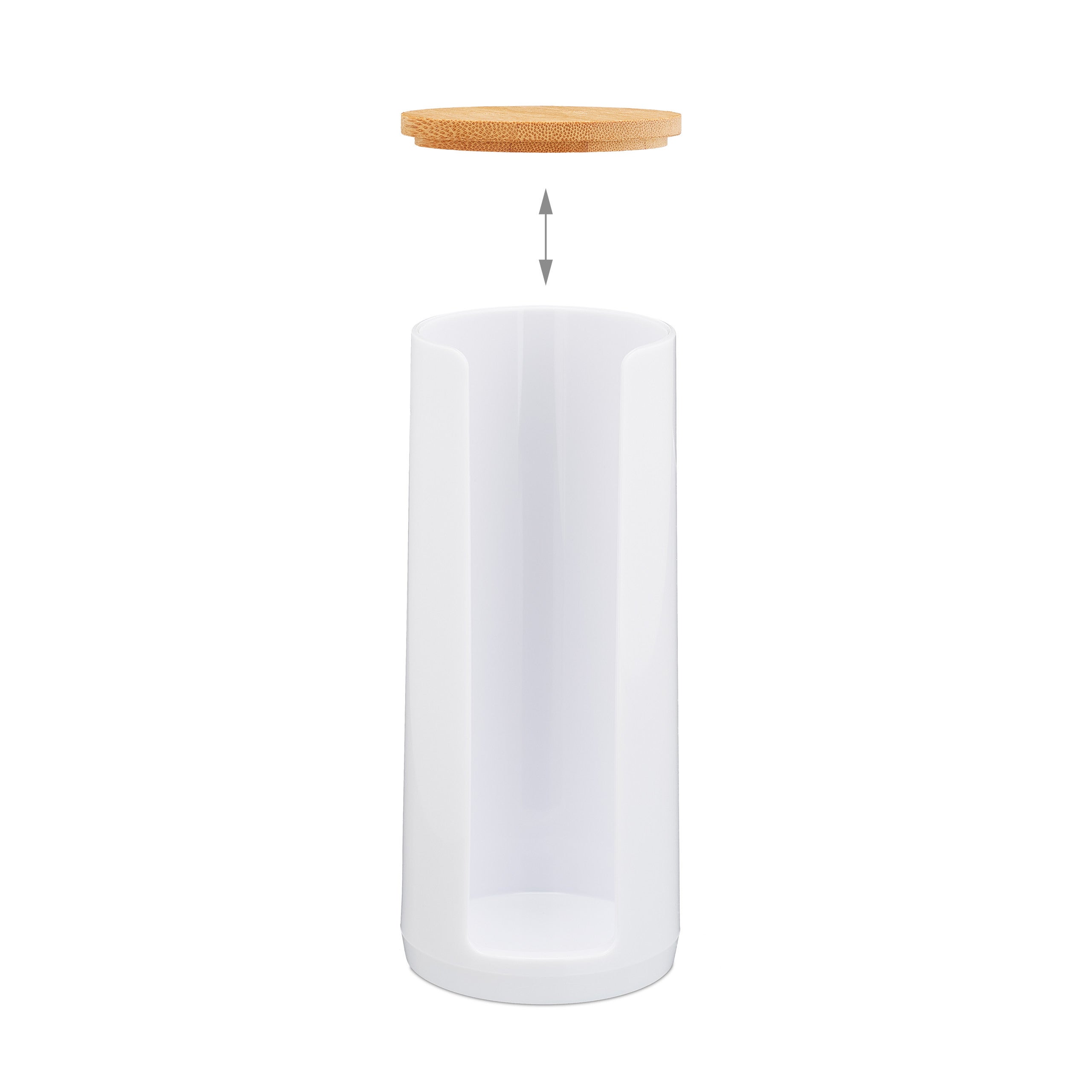 Lot de 2 distributeurs ronds de cotons en acrylique et bambou avec couvercle, pour salle de bains, 17,5 x ø 7,5 cm, mélange de couleurs 1, Relaxdays - 6
