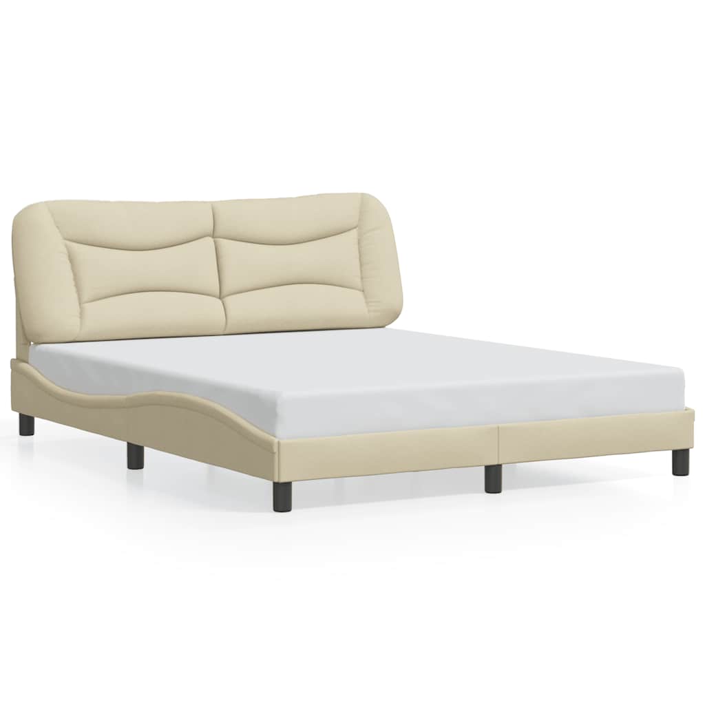Cama matrimonial, Cama para adultos sin colchón Hvar tela color crema ...
