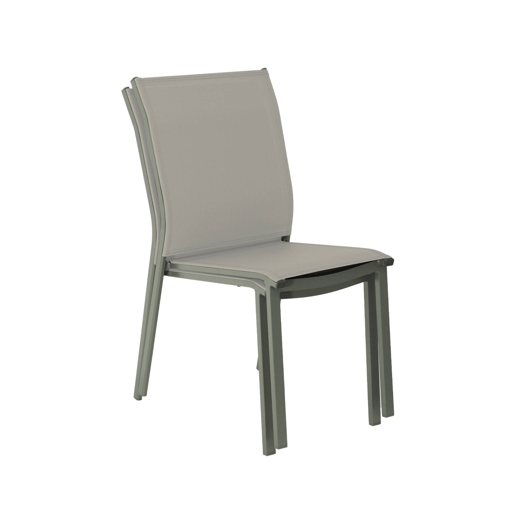Lot de 4 chaises de jardin CLEVELAND empilables aluminium et textilene kaki. 64.5 x 45.5 x 89.5 cm BUFFALO - 6