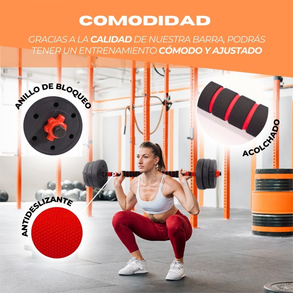 Halteres ajustáveis com barra Mobiclinic 2 em 1 20kg para distribuir Crescimento gradual Acolchoado ExtenFit - 5