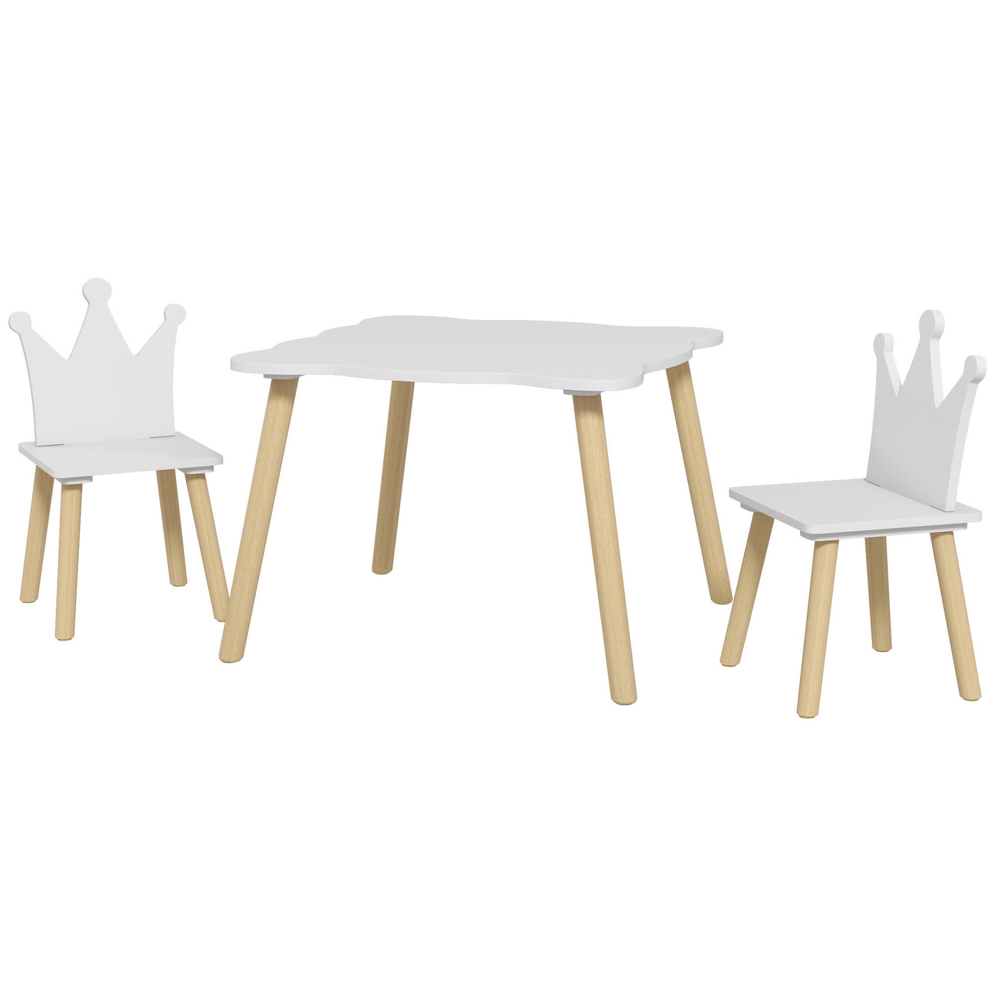 Table Enfant 3 6 Ans Avec 2 Chaises Dossier Couronne MDF Pin Massif Set ...