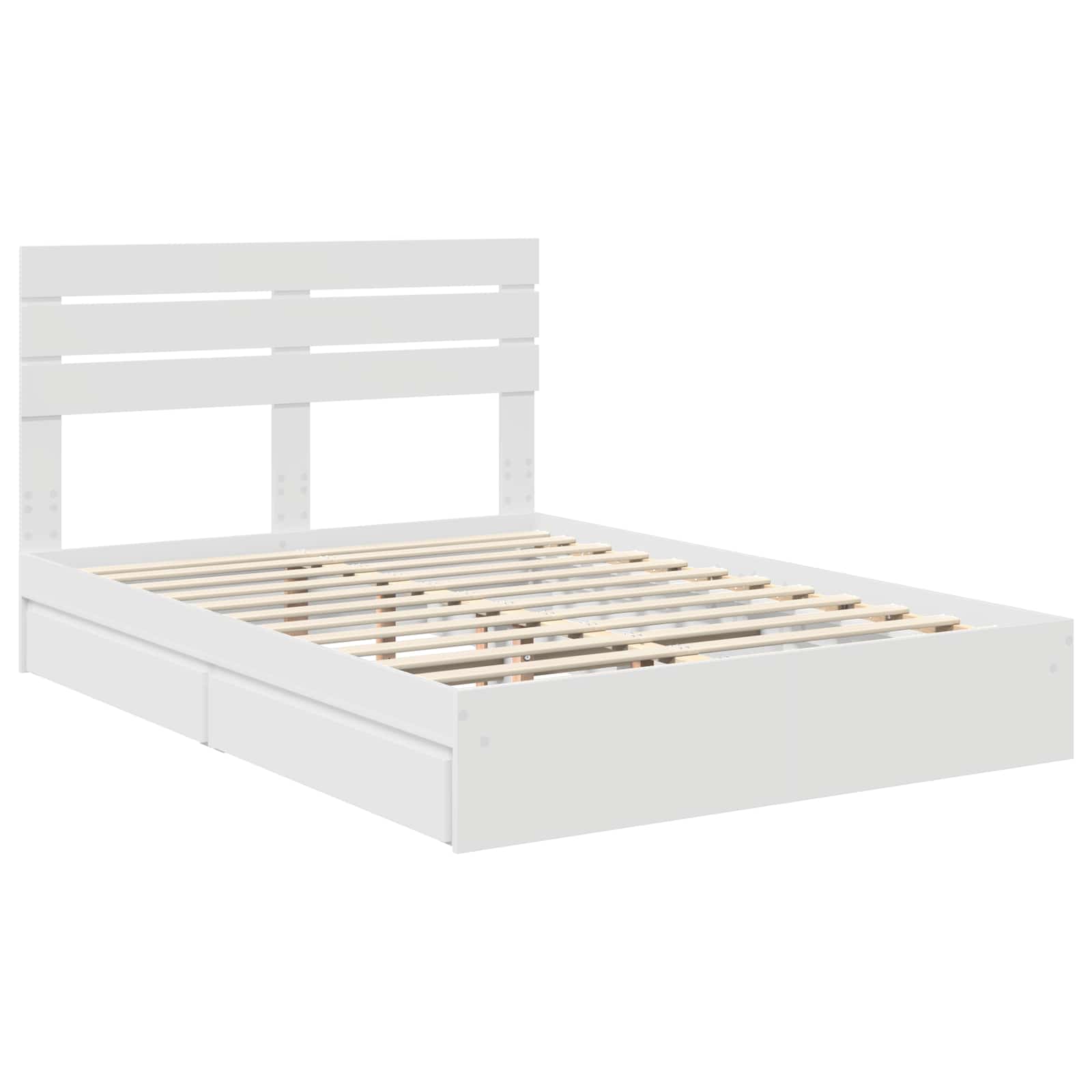 Lit de rangement blanc 160 x 200 cm panneau de bois - 4