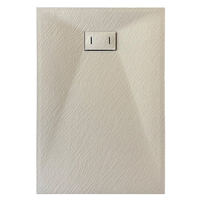 Receveur de douche SMC en fibre de verre effet pierre avec bonde inclus H. 2,6 cm 70 x 120 Taupe