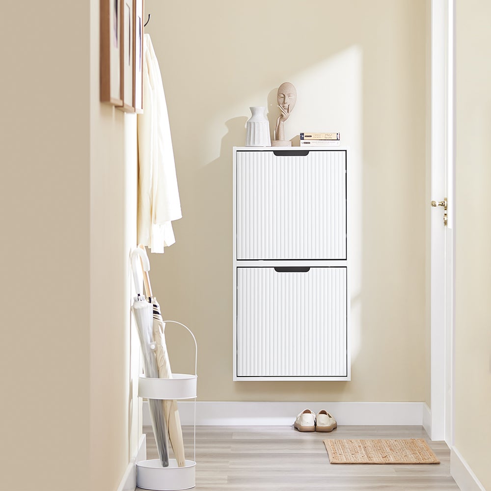 Scarpiera Verticale 4 Ante Doppia Profondità - In Legno Melaminico, Salvaspazio, Per Ingresso O Corridoio - Foto 2