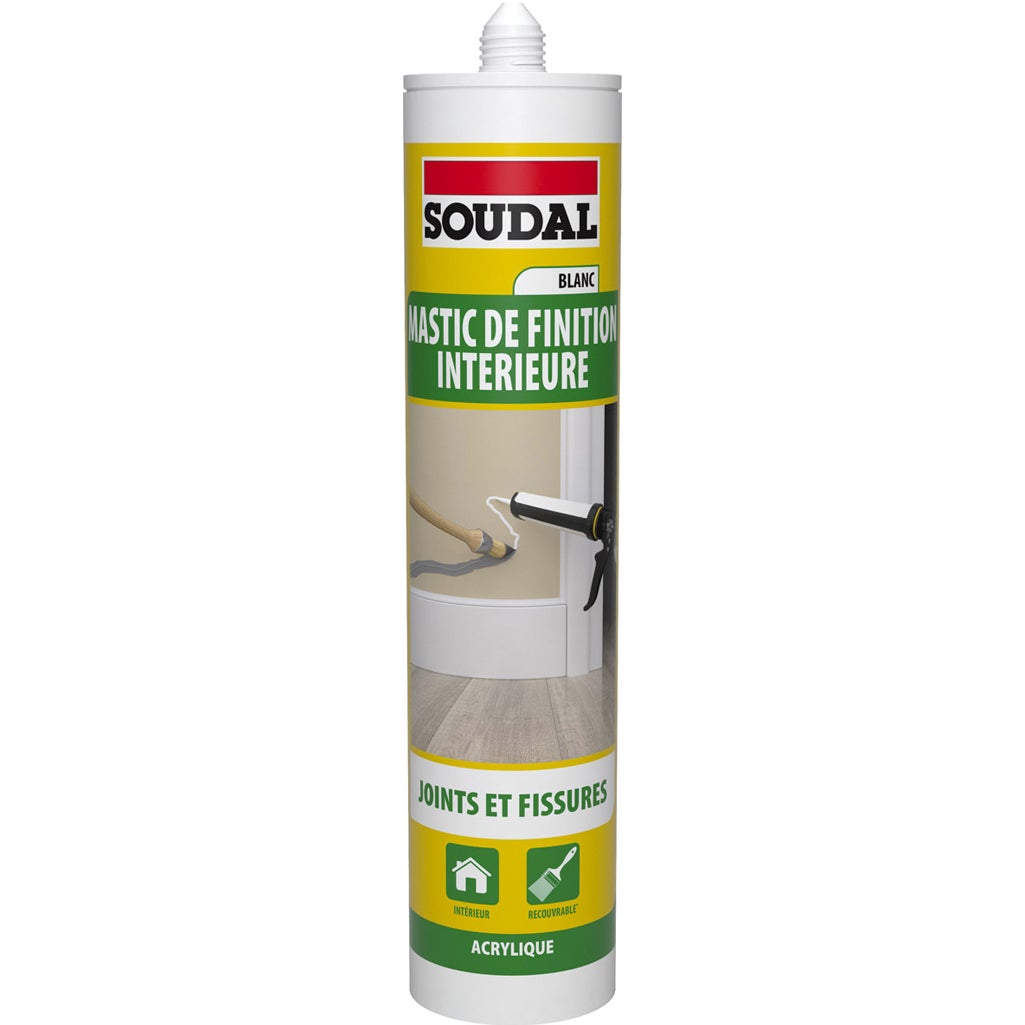 Mastic acrylique Soudal blanc cartouche 300 ml pour maçonnerie et joints de façade - 3